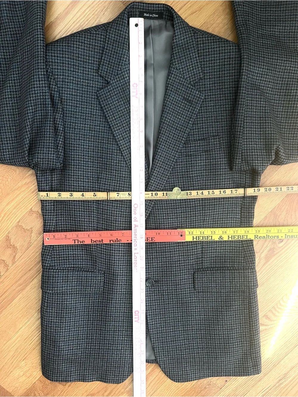 Chaps Gray Houndstooth Men's Blazer Sport Coat (38R) Excellent Condition